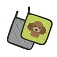 thumbnail image 2 of Checkerboard Lime Green Chocolate Brown Poodle Pair of Pot Holders, 2 of 3