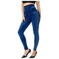 thumbnail image 2 of Women's Casual Imitation Cowboy Leggings Bead High Elasticity Slim Cropped Pants, 2 of 9