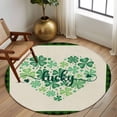 thumbnail image 2 of Round Rug 5Ft Washable Non-Slip, St Patrick's Day Circle Area Rugs for Living Room Bedroom, Dark Green Lucky Shamrocks Heart Shape Indoor Floor Mats Carpet Runner for Home Decor Aesthetic, 2 of 8