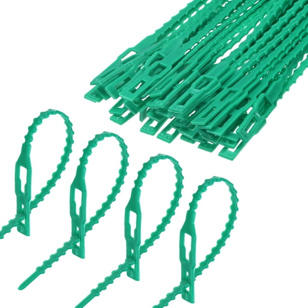 Uxcell 100-Pack Bridas Ajustables para Plantas de 4.5 Pulgadas de Plástico para Jardín para Interior/Exterior Verde