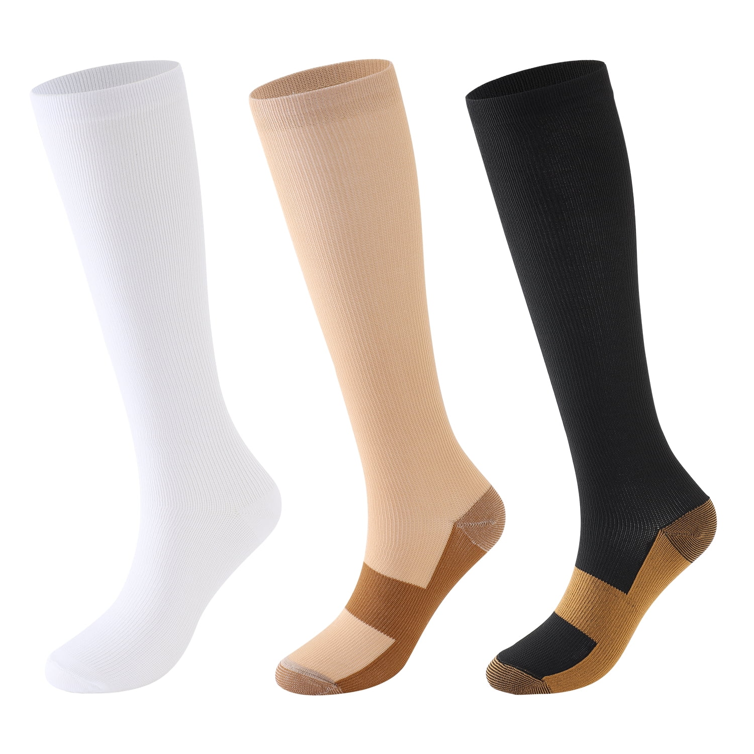 3 Pairs Hehanda Copper Compression Socks for Womens & Mens,1520 mmHg