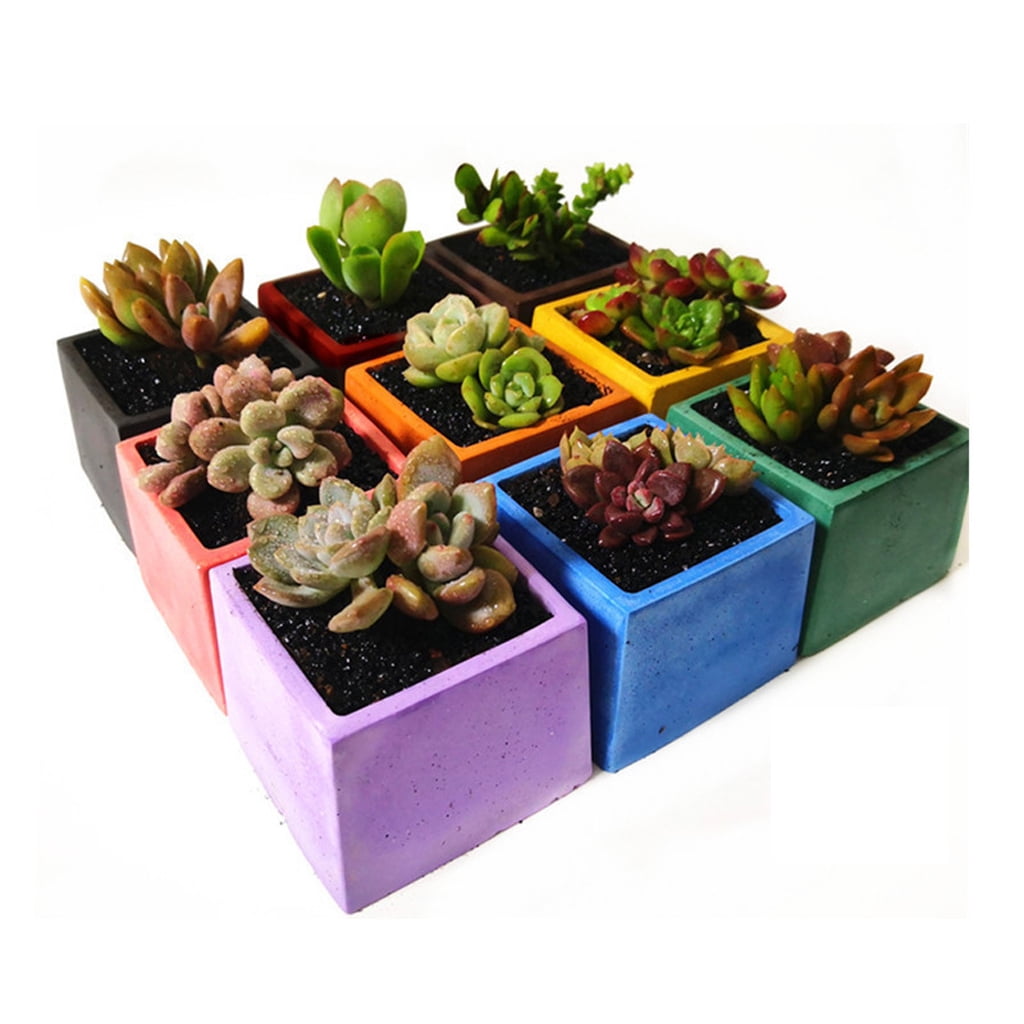 Techinal Concrete Flowerpot Mold Sqaure Round Resin Succulent Plants Pot Silicones Molds