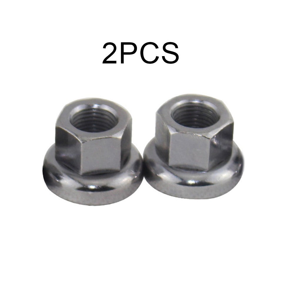 1pair Silver Stainless Steel Bicycle Track Wheel Nuts Hexagon Flange Tools M10