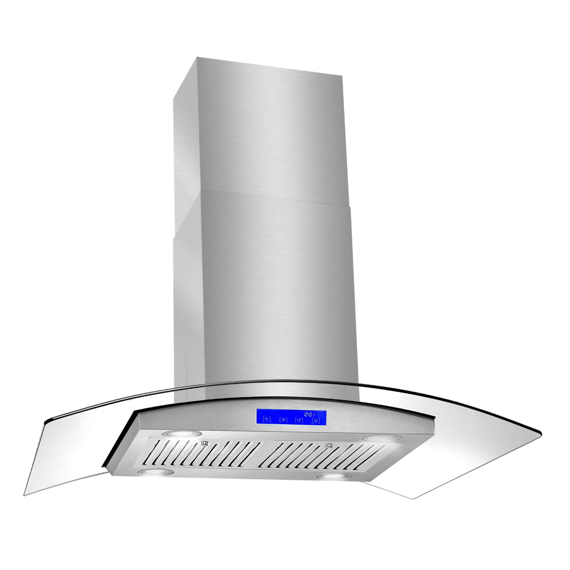 Pemberly Row Stainless Steel 36" 380 CFM Ducted Island Range Kitchen Hood