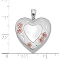 thumbnail image 6 of Auriga 925 Sterling Silver Rh-Plt 24mm Enameled Floral Border Heart Locket (L-30.1mm, W-23.75mm) for Women, 6 of 6