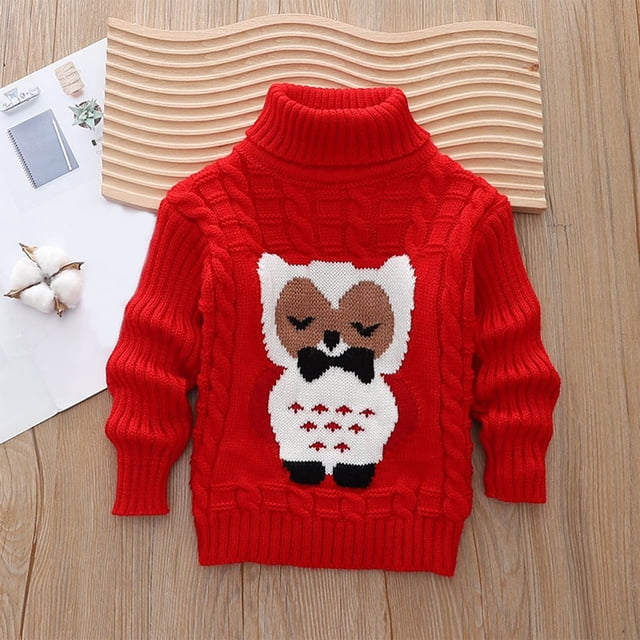 RXIRUCGD Chandail Ample pour Enfants 1-12 Ans avec Col, Manches Longues, Col Rond, Haut/chemise ( Rouge, Taille : 4-6 Ans )