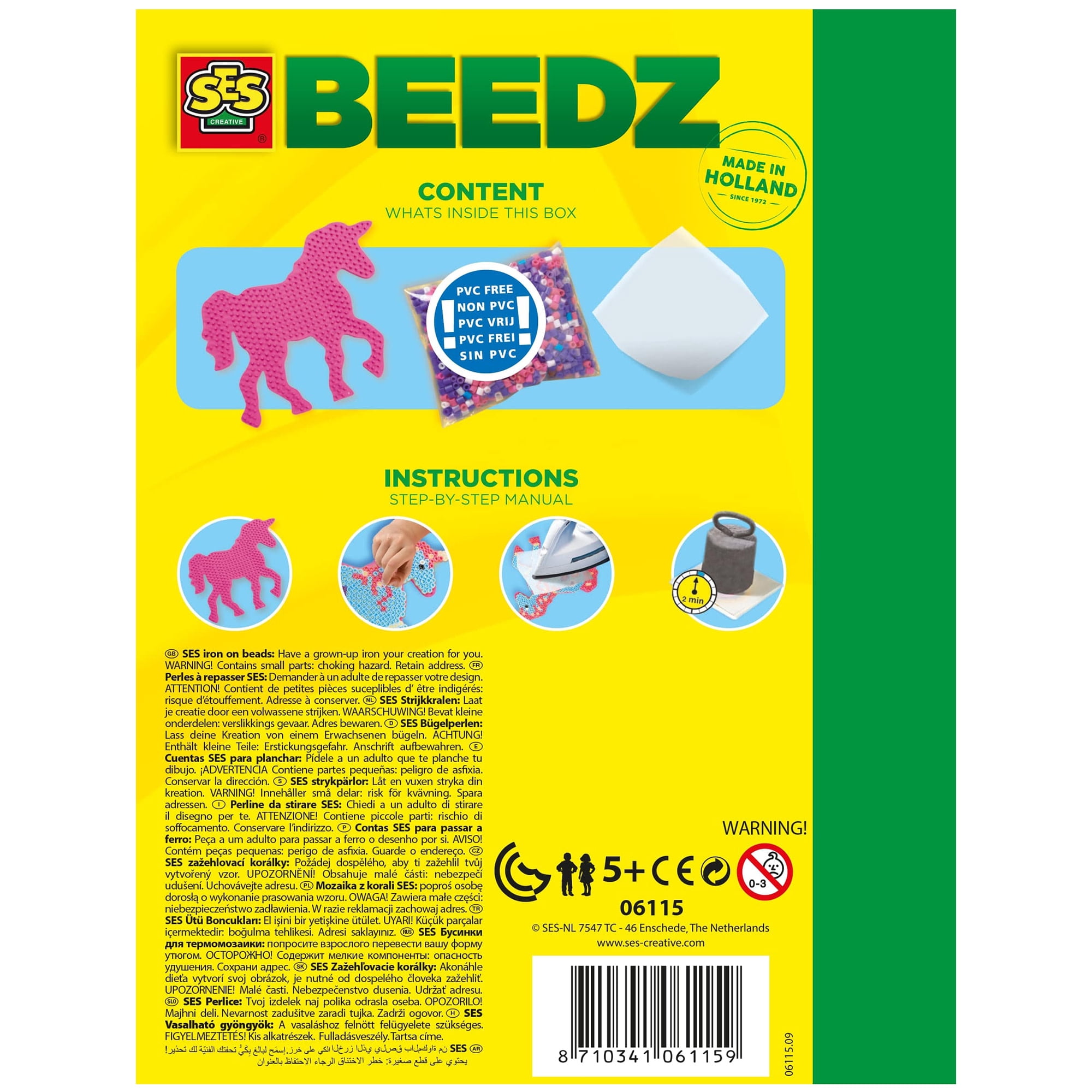 SES Creative: Beedz Fantasy Horses - 1200 Fusible Iron-On Beads, DIY Unicorn Craft Kit, Glow-In-The Dark, Magical Design-Create Art Activity, Kids 5+