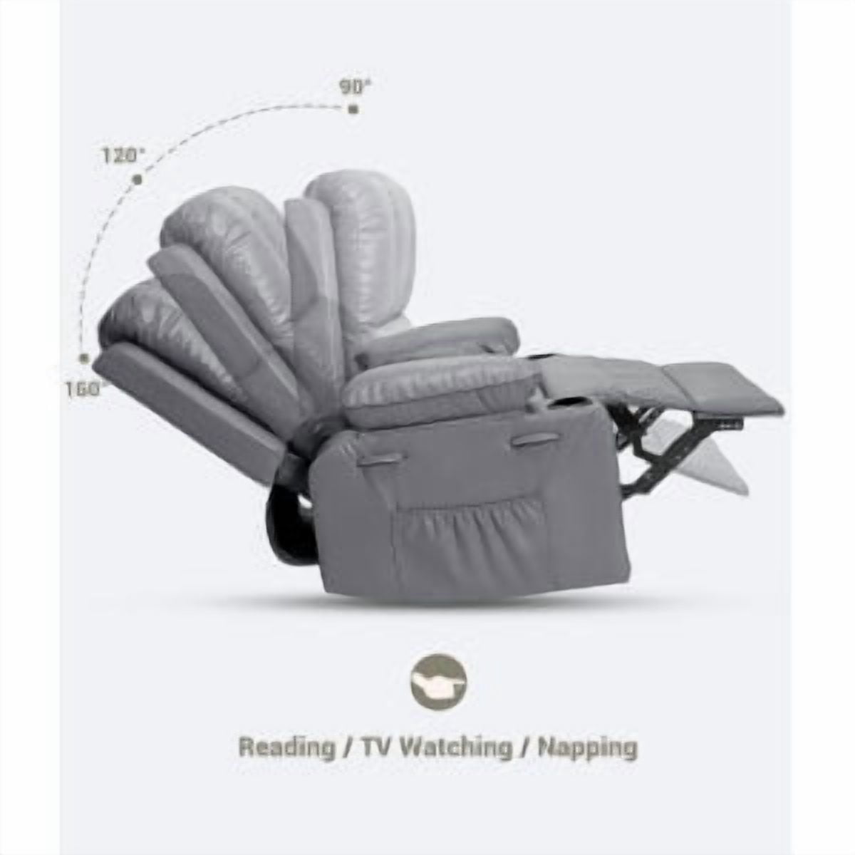 TEQIN Manul Recliner Chair, Small Recliners for Small Spaces, 22" W Reclining Chair, PU Leather Sofa Chair with Cup Holders and Side Pockets, Overstuffed Recliner Chairs for Home Office