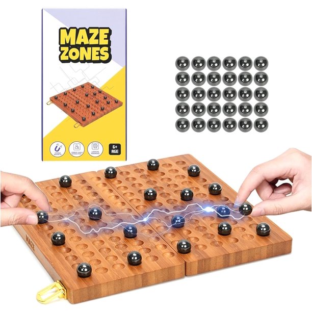 Juego de ajedrez magnético de madera Mazezones, plegable de 23 cm