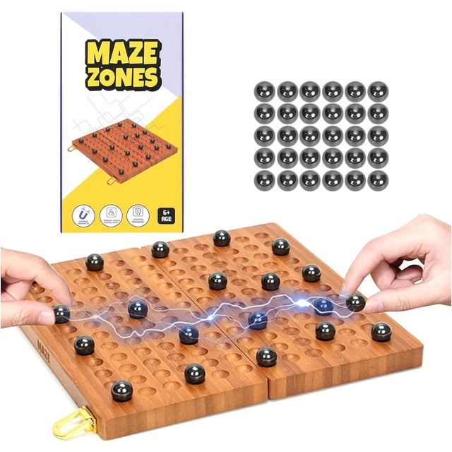 Juego de ajedrez magnético de madera Mazezones, plegable de 23 cm