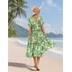 thumbnail image 3 of Vestido midi YESNO de verano con estampado floral con cuello en V y manga abullonada para mujer, 3 of 5