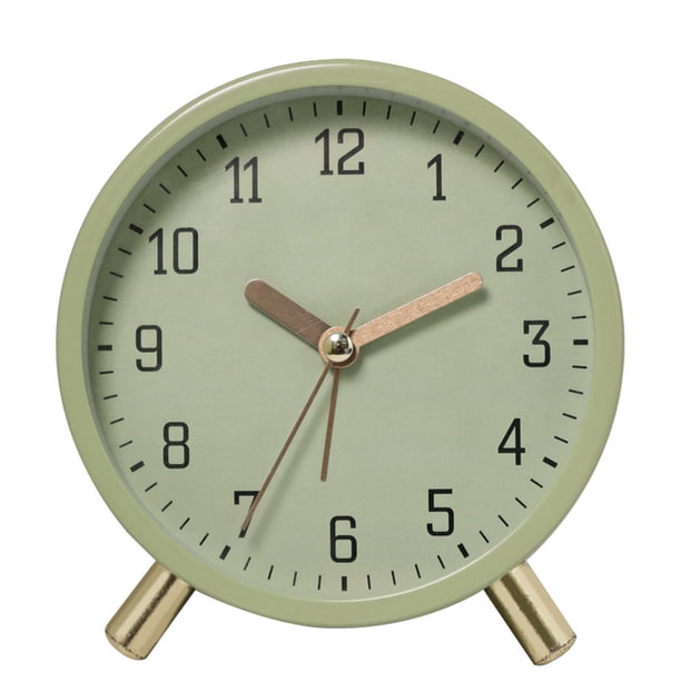 Cateissary Elegante reloj despertador nórdico de lujo con esfera sencilla y brillante, mecanismo silencioso y marco de metal sólido. Electrodomésticos verde