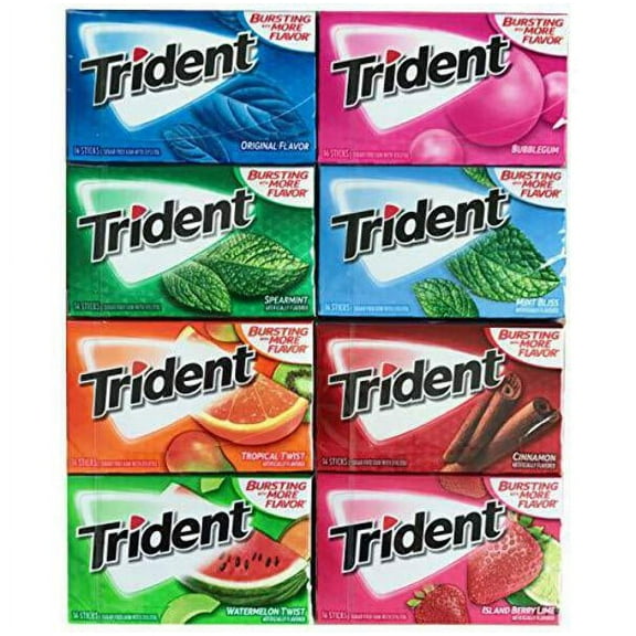 Trident Sugar Free Chewing Gum Variety Gift Pack (Pack of 8)