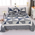 thumbnail image 3 of FFIY Patchwork Quilted Bedspread Coverlet Set, Floral, 3-Piece, Grey, Reversible, Queen, 3 of 8