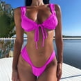 thumbnail image 2 of Afdoent Bikini Sets For Women New Lace Up Bikini Solid Color Split Women's Swimsuit Good Selling Set Beach Swimwear, 2 of 4