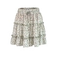 thumbnail image 3 of Womens High Waist Floral Print A Line Short Skirt with Ruffled Hem Elegant Summer Skirt Green Floral L, 3 of 9