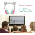 thumbnail image 6 of Riwbox CT-7 Cat Ear - Headphones with mic - on-ear - Bluetooth - wireless - 3.5 mm jack - green, pink, 6 of 9