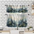 thumbnail image 4 of Forest Kitchen Valance Curtain, Watercolor Style Nature Woodland Green Forest Mountain Plant Pattern Window Treatment Rod Pocket Drapes for Bedroom Office Living Room Cafe Decor 54x18inch, 4 of 5