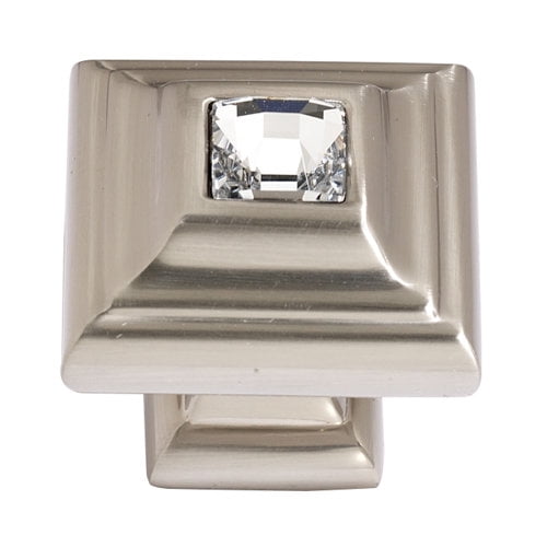 Alno 10mm Crystal Small Square Knob - Clear / Gold