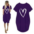 thumbnail image 5 of JINMGG Dresses under $10.00 Women's Casual Loose Love Print Dress Short Sleeve V-Neck Dress Purple XXXXXL, 5 of 5