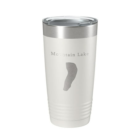 

Mountain Lake Map Tumbler Travel Mug Insulated Laser Engraved Coffee Cup Virginia 20 oz White