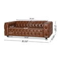 thumbnail image 4 of GDF Studio Marengo Contemporary Tufted 3 Seater Sofa, Cognac Brown Faux Leather and Dark Brown, 4 of 10
