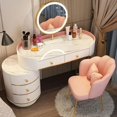 thumbnail image 1 of Lighting Drawer Dressing Table Luxury Nordic Bedroom Vanity Woman Makeup Dressing Table Tocador Maquillaje Household Products My Lux Decor Round, 1 of 38