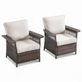 thumbnail image 4 of PARKWELL Outdoor Wicker Cushioned Lounge Chair Set of 2, Outdoor Seating Set for Backyard, Poolside, Balcony, Indoor Use w/Seagull-Shaped Armrests,Beige, 4 of 9
