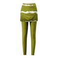 thumbnail image 3 of WREESH Tennis Skirted Leggings for Women Striped Athletic Skirt with Leggings Yoga Running Skirts Green, 3 of 5