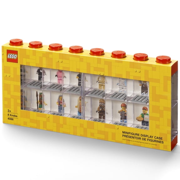 Room Copenhagen: LEGO Minifigure Display Case - 8 Stud, Red - Holds 16 Miniatures, Clear Compartments, Stackable Storage, Showcase Toy Collectibles