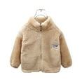 thumbnail image 2 of Plebaso Kids Boys Girls Velvet Jacket Solid Color Long Sleeve Fall Winter Warm Fleece Coat Outerwear, 2 of 4