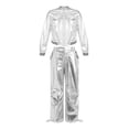 thumbnail image 3 of Haitryli Kids Girls Jazz Hip Hop Dance Outfit Metallic Long Sleeve Bomber Jacket And Pants Set Disco Party Dancewear Silver 10, 3 of 7
