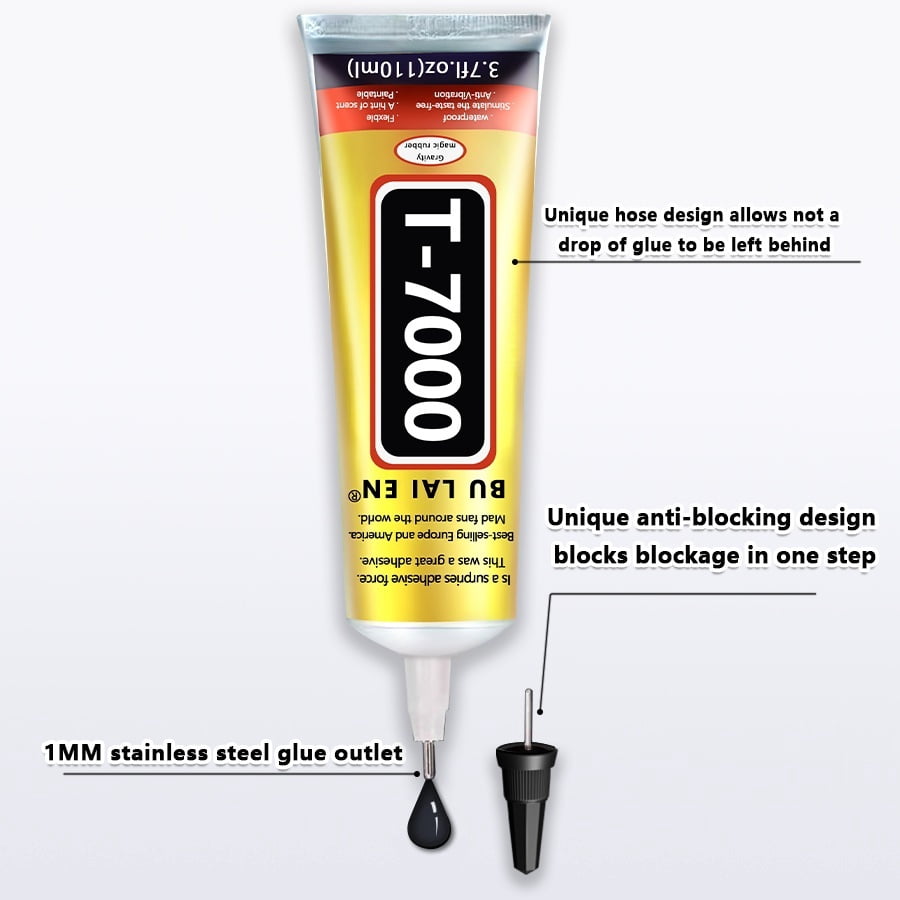 4 Count 110ml T-7000 Black Waterproof Industrial Adhesive, Precision Craft Glue for Cell Phone Screen, Glass, Wood, Metal, Jewelry and DIY Handmade Projects