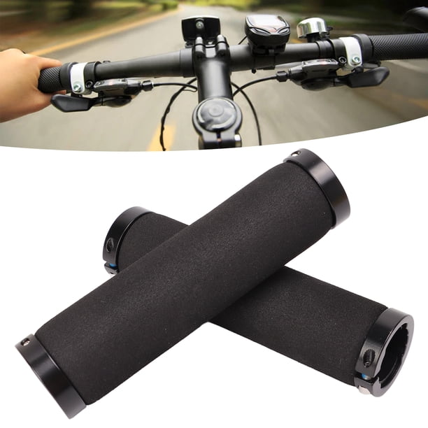 Empuñadura De Manillar De Bicicleta, Empuñaduras De Bloqueo De Manillar De Bicicleta Esponja Negra Absorción De Impactos Ergonómico Para Montar