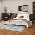 thumbnail image 3 of Queen Size Wooden Storage Platform Bed, with 2 Big Drawers, T-XL Size Trundle, White, 3 of 15