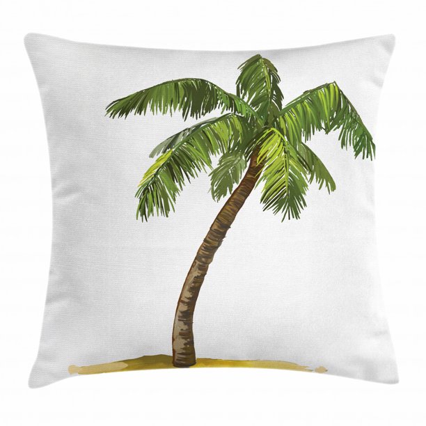 Palm Tree Decor Throw Pillow Cushion Cover, Cartoon Palms Image