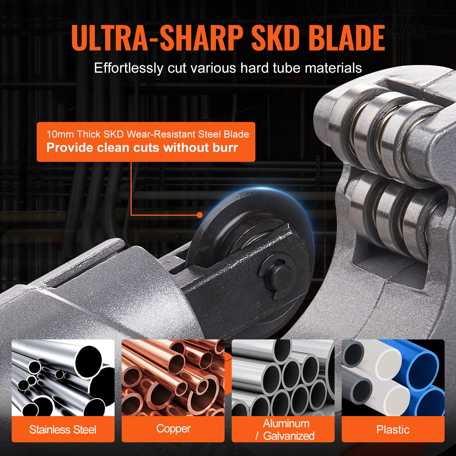 VEVOR 3PCS Tubing Cutter Set, 3/16"-2" O.D. Copper Pipe Cutter, 1/8"-7/8" O.D. Mini Tube Cutter and Deburring Tool, Heavy Duty Pipe Cutter Set