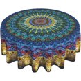 thumbnail image 1 of Boho Blue Mandala Round Tablecloth Rustic Colorful Print Decorative Abstract Table Cloth 60 Inch Polyester Fabric Farmhouse Table Cover for Home Kitchen Indoor Picnic Patio Party, 1 of 6
