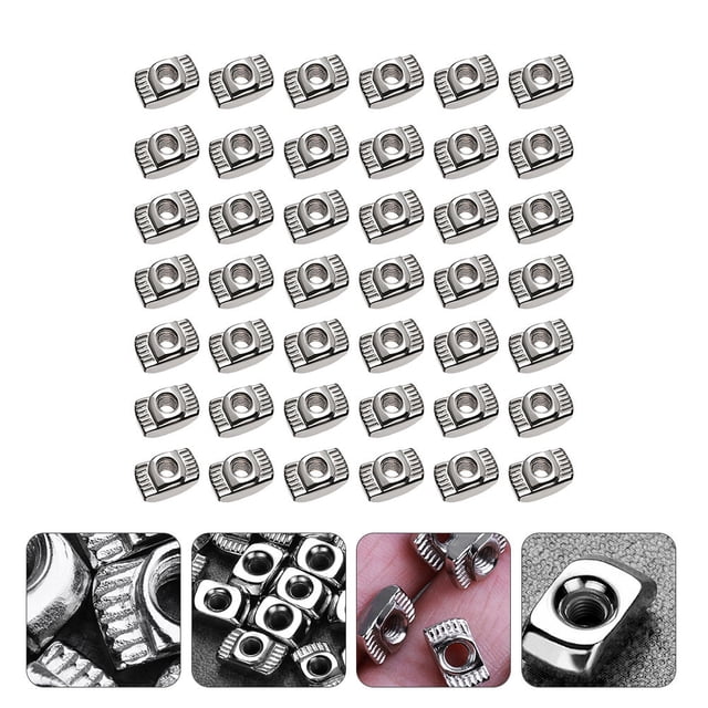 OUNONA 120Pcs Hardware Nuts T Nut Carbon Steel Silver Automatic Positioning Aluminum Frame Construction