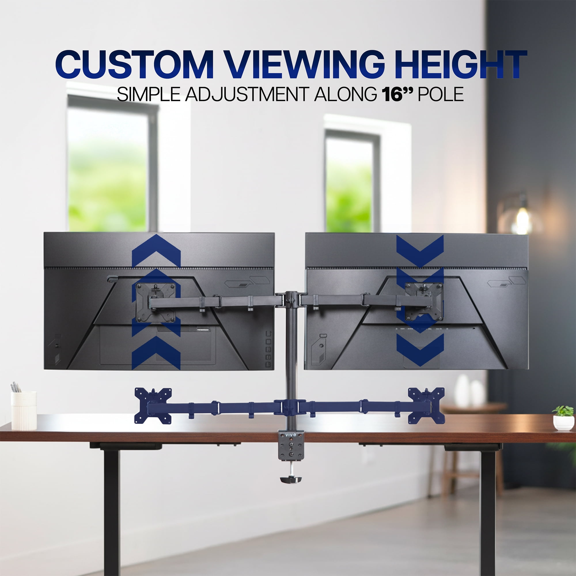 VIVO Black Dual Monitor Desk Mount Adjustable Stand, Fits Screens up to 32"