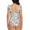thumbnail image 6 of Yiaed Christmas Elements Print Women's Ruffled One Piece Swimsuit V Neck Swimwear Slimming Monokini for Woman-Large, 6 of 8