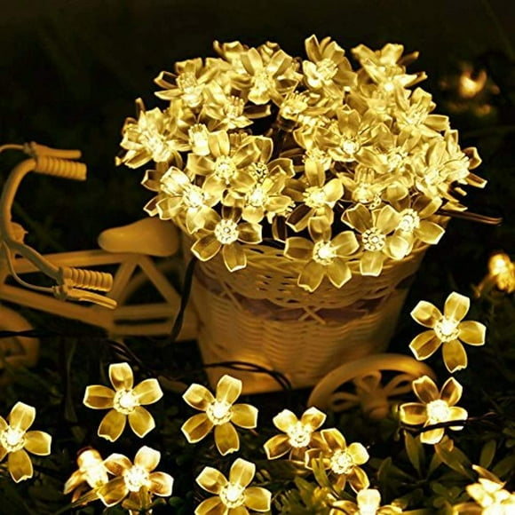 Fairy String Lights Christmas Decorative Lights 50 LEDs Tail Plug Connectable Cherry Flower Decoration Novelty Light for Party Patio Wedding Home and Garden