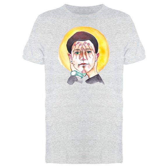 Guy Covering His Face With Hands T-Shirt Men -Image by Shutterstock, Male Large