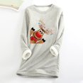 thumbnail image 1 of Jovatis Hauts pour Femmes Habillés Décontractés Automne, Mode Féminine Impression de Noël Manches Régulières Hiver Ample Vacances Décontracté Col Rond Chemise Hauts/gris,(L), 1 of 5