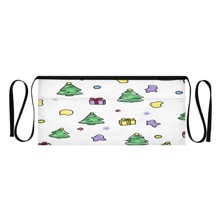 

Cute Christmas-themed Adult short apron with 3 separate pockets Unisex Waiter s Apron for restaurant bistro 25.2×11.8in