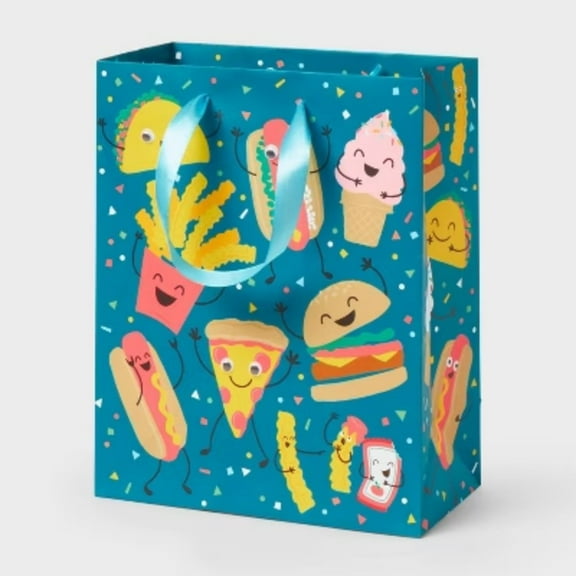 Small Food Party Birthday Gift Bag Teal