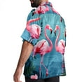 thumbnail image 3 of Flamingo Tropical Rainforest Men's Short Sleeve Casual Printed Button Down Beach Shirt - Summer Hawaiian Top, 3 of 6