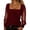 Wine, variant on Womens Tops Boho Sparkly Mesh Long Sleeve Top Square Neckline Elegant Glitter T Shirt Blouse For Casual Party Fashion Clothes