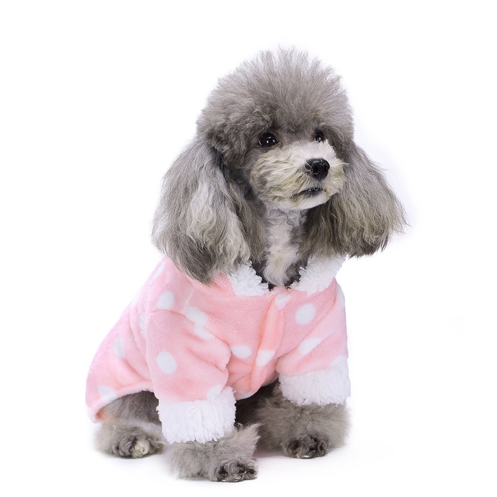Soft Flannel Pet Jumpsuit Cute Dogs Puppies Pajamas Warm Winter Fashionable Hooded Clothes XS