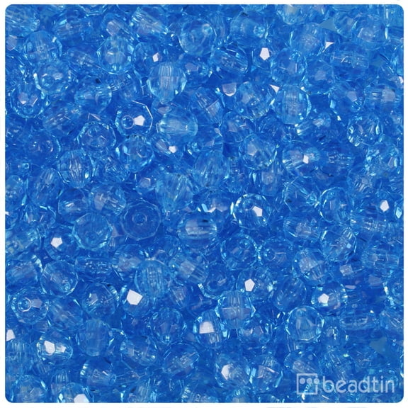 BeadTin Light Sapphire Transparent 6mm Faceted Round Craft Beads (600pcs)